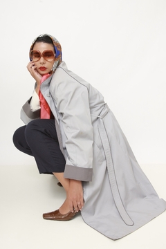 Trench Coat clássico azul J. Gallery - Capichó Brechó