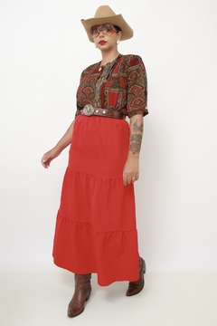 Camisa vermelha ombreira estampada - loja online