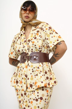 Conjunto poa linho Terninho + Saia na internet