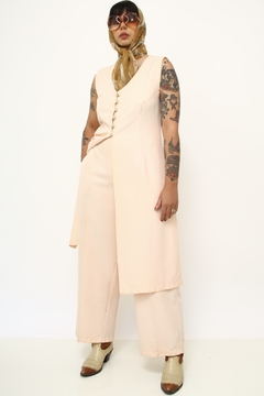 Conjunto rosa blusa alongada + calça pantalona - loja online