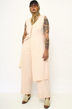 Conjunto rosa blusa alongada + calça pantalona - loja online