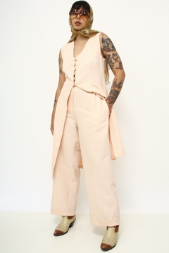 Conjunto rosa blusa alongada + calça pantalona - comprar online