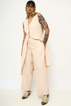 Conjunto rosa blusa alongada + calça pantalona - Capichó Brechó