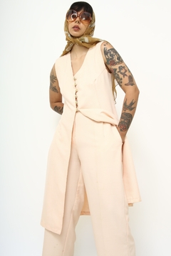 Conjunto rosa blusa alongada + calça pantalona na internet