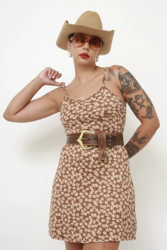 Vestido malha flores marrom na internet