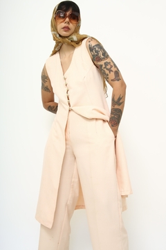 Conjunto rosa blusa alongada + calça pantalona - comprar online
