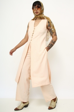 Conjunto rosa blusa alongada + calça pantalona
