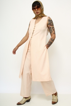 Conjunto rosa blusa alongada + calça pantalona