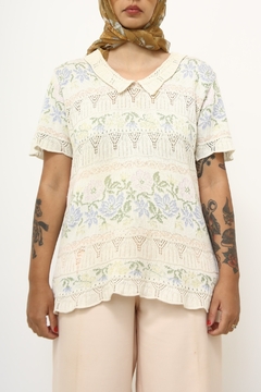 Imagem do Blusa tricot vintage golinha flores