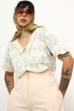 Blusa tricot vintage golinha flores - Capichó Brechó