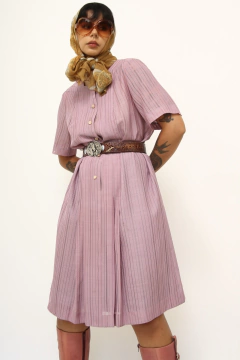 Vestido rosa listras VIGÊE vintage