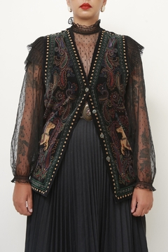 Colete veludo cavalo Boho western - Capichó Brechó