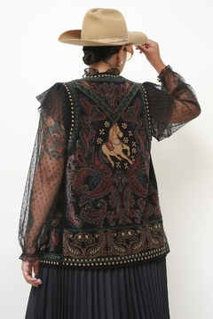 Colete veludo cavalo Boho western na internet