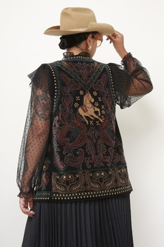 Colete veludo cavalo Boho western