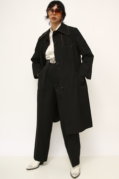 Trench Coat preto det em marrom - comprar online