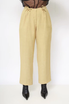Calça amarela cintura alta amarração - comprar online