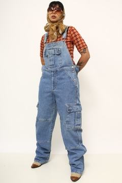 Macacão jeans maxi bolsos vintage - loja online