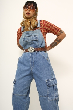 Imagem do Macacão jeans maxi bolsos vintage