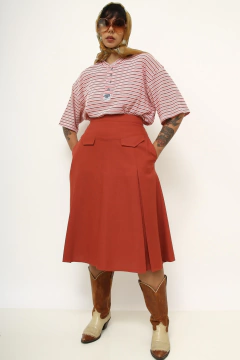 Camiseta listras vintage vermelha