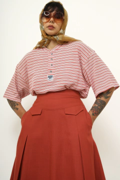 Camiseta listras vintage vermelha