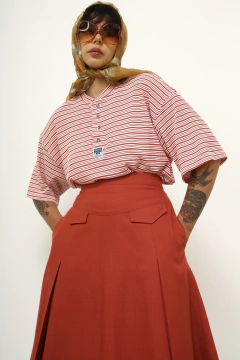 Camiseta listras vintage vermelha - comprar online