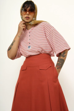 Imagem do Camiseta listras vintage vermelha