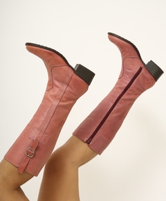 Bota rosa montaria couro 38 - Capichó Brechó