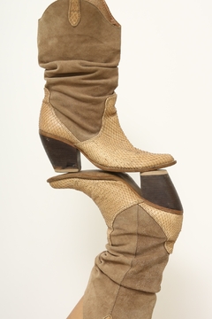 Bota western vintage camurça couro croco 36 - loja online