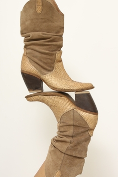 Bota western vintage camurça couro croco 36 na internet