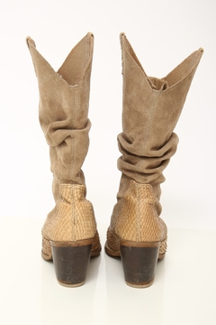 Bota western vintage camurça couro croco 36 - loja online