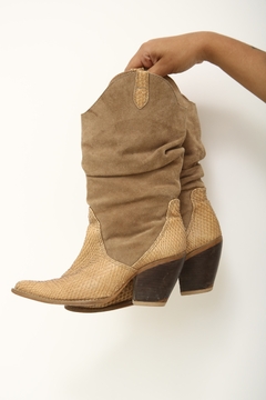 Bota western vintage camurça couro croco 36 na internet