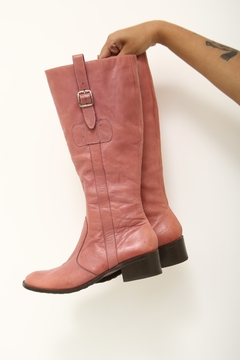 Bota rosa montaria couro 38 na internet