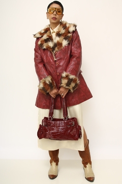 Bolsa vinil bordo vintage croco - loja online