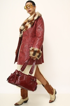 Bolsa vinil bordo vintage croco - comprar online