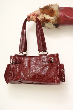 Bolsa vinil bordo vintage croco