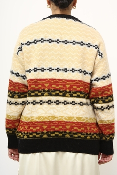 Pulover vintage natal bege com vermelho - Capichó Brechó