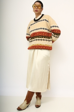 Pulover vintage natal bege com vermelho - comprar online