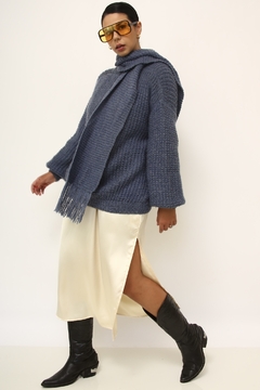 Tricot cachecol azul vintage
