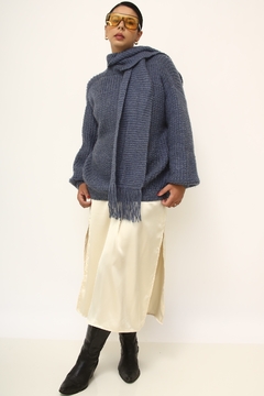 Imagem do Tricot cachecol azul vintage