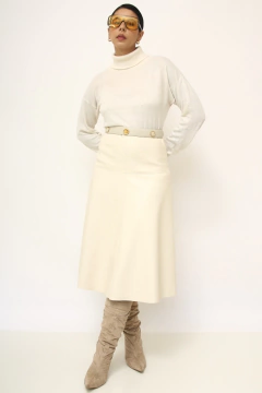 Imagem do Saia cintura alta creme courto fake