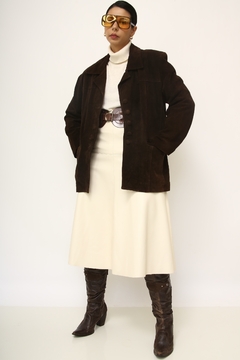 Blazer 100% couro marrom vintage - loja online