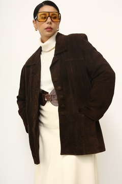 Blazer 100% couro marrom vintage