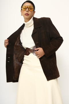 Blazer 100% couro marrom vintage