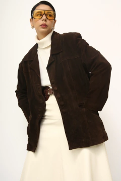 Blazer 100% couro marrom vintage - comprar online