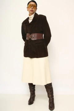 Blazer 100% couro marrom vintage - loja online