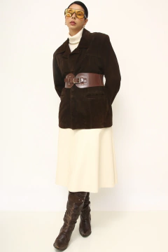 Blazer 100% couro marrom vintage