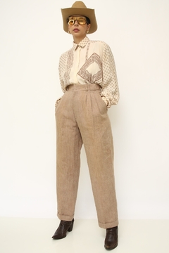 Calça linho cru vintage bege - loja online
