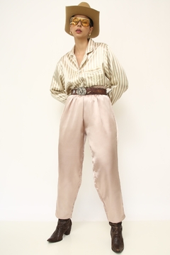 Imagem do Conjunto pijama Blusa listras + calça vintage