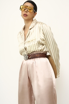 Conjunto pijama Blusa listras + calça vintage