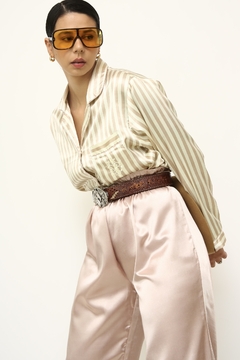 Conjunto pijama Blusa listras + calça vintage